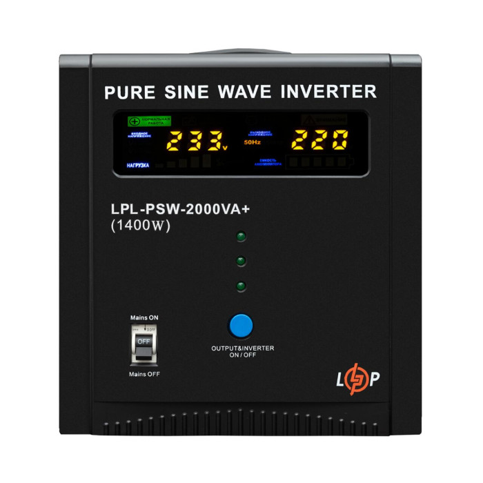 ДБЖ LP LPL-PSW-2000VA+ (1400Вт) 10A/20A з правильною синусоїдою 24V
