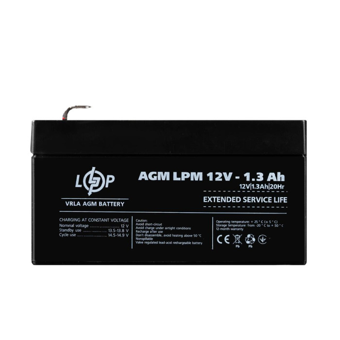 Акумулятор AGM LPM 12V - 1.3 Ah Уцінка 04.2025