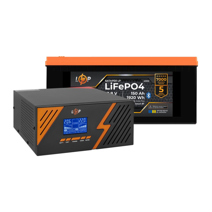 Комплект резервного живлення LogicPower ДБЖ 1050W + літієва (LiFePO4) батарея 1920 Wh [білий]
