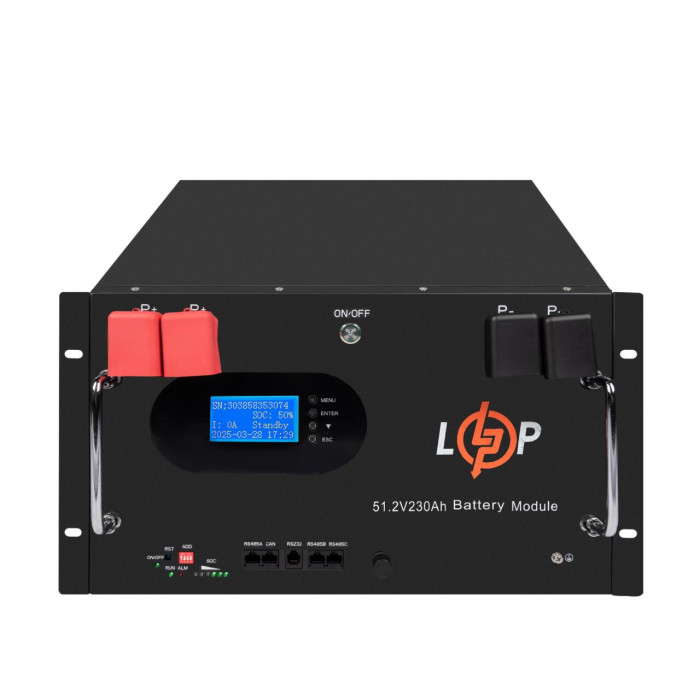 Акумулятор LP LiFePO4 48V (51,2V) - 230 Ah (11776Wh) (Smart BMS 200A) з LCD RM RS485/CAN