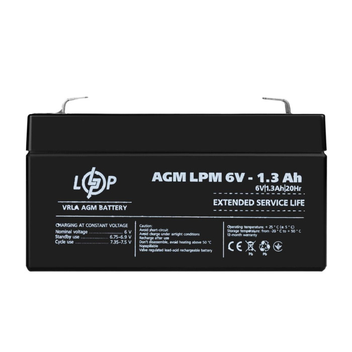 Акумулятор AGM LPM 6V - 1.3 Ah Уцінка 10.2024
