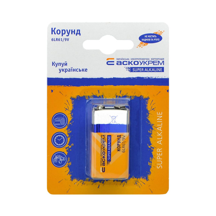 Батарейка лужна Корунд.6LR61.BL1 (blister 1)