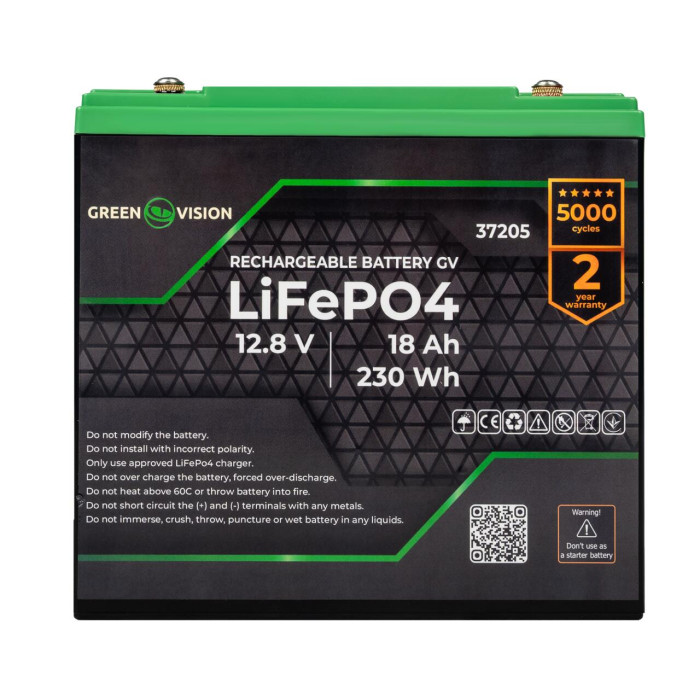 Акумулятор GV LiFePО4 12V (12,8V) - 18 Ah (230Wh)