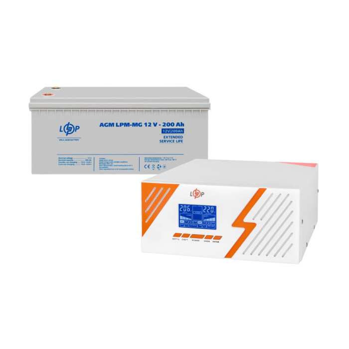 Комплект резервного живлення LP (LogicPower) ДБЖ + мультигелева батарея (UPS B1500 + АКБ MG 2400Wh) [білий]