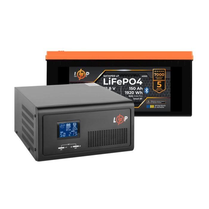 Комплект резервного живлення LogicPower ДБЖ 1000W + літієва (LiFePO4) батарея 1920 Wh