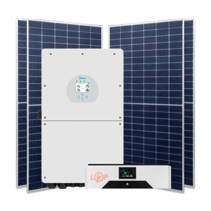Гібридна станція 16 кВт (1ф.) з LiFePO4 на 15,5 кВт (двосторонні панелі)