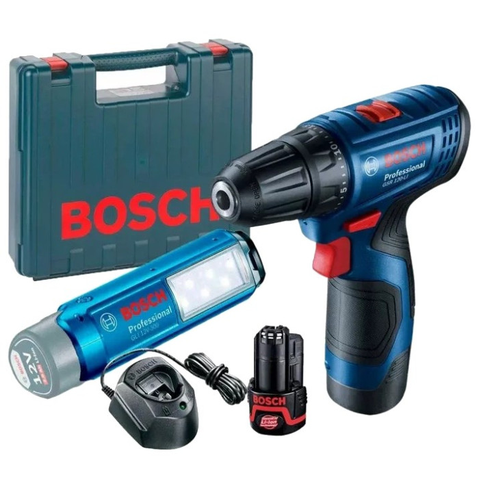 Акумуляторний шурупокрут та ліхтарик Bosch GSR 120-LI + GLI 12V-300 (06019G8004)