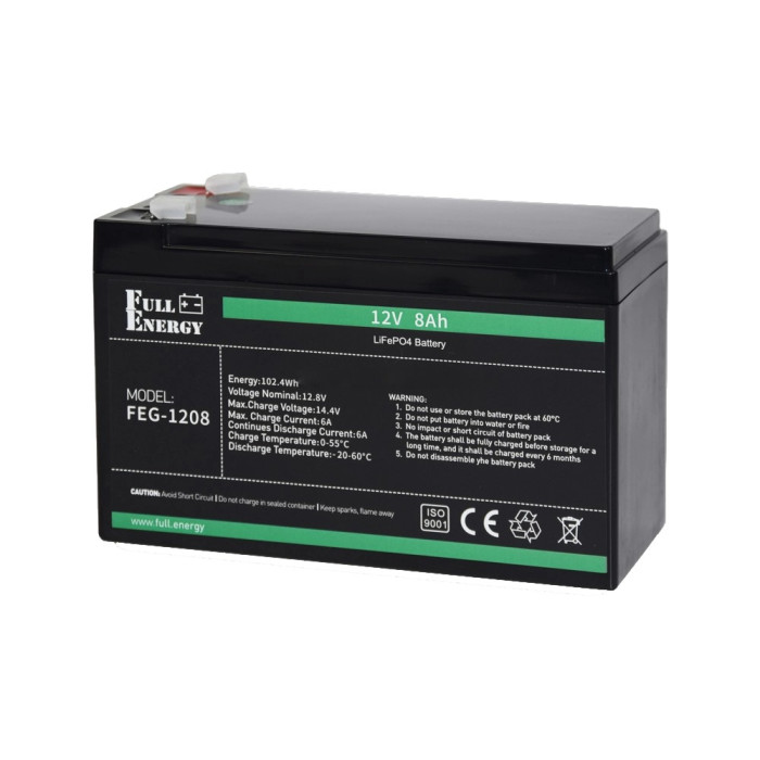 Літієва акумуляторна батарея Full Energy FEG-128 12В 8А•г