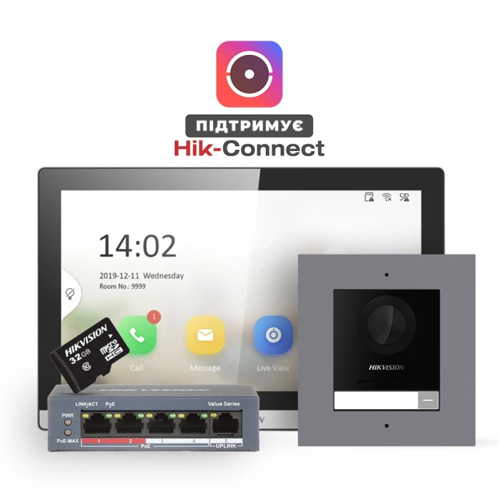 Комплект (врізна панель) Hikvision DS-KD8003-IME1(B)+DS-KH6350-TE1+HS-TF