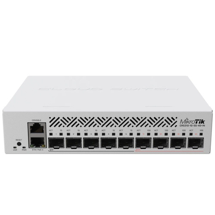 Комутатор 9 портів керований MikroTik CRS310-1G-5S-4S+IN 10G SFP+