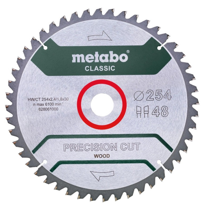 Пильний диск 254x30, Z48 WZ 5°neg. Metabo 