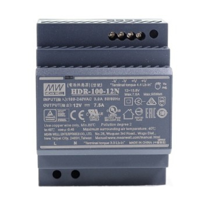 Блок живлення Mean Well HDR-100-12N 12В 7.5А