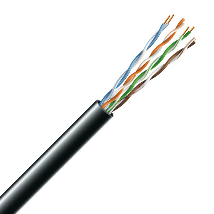 Кабель вита пара ЗЗКМ (UTP мідь наружний) ЗЗКМ Cat. 5e U/UTP PE 4х2х24 AWG, (74269) бухта 305м.