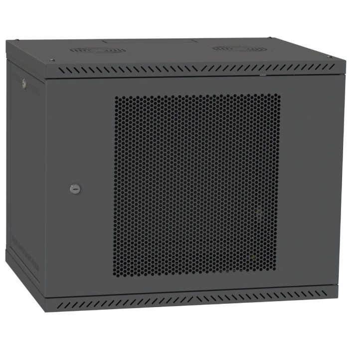 Шафа телекомунікаційна двері перфорація (чорна) IPCOM 12U 600x600