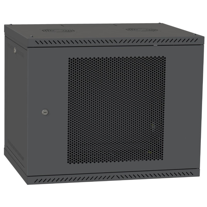 Шафа телекомунікаційна двері перф (чорна) IPCOM 9U 600x600