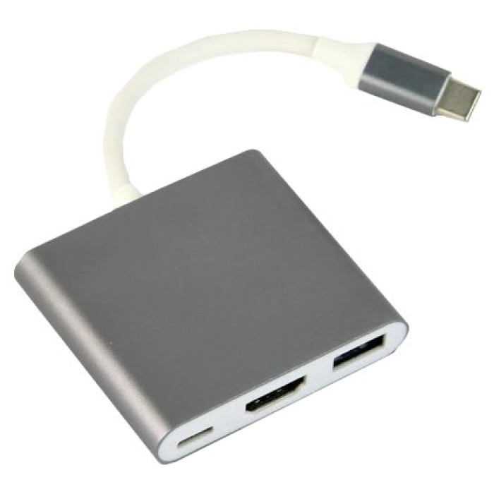 Адаптер-перехідник Cablexpert A-CM-HDMIF-02-SG USB-C на HDMI/USB 3.0/USB-C