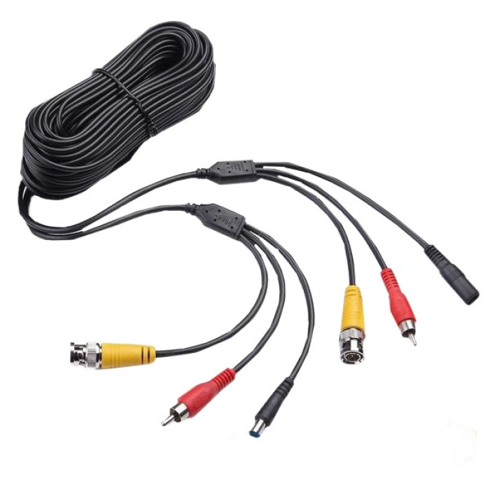 Патчкорд комбінований коаксіальний + живлення + звук, чорний Voltronic NC + DC + AV 10m