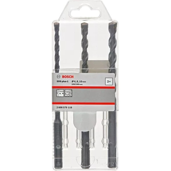 Набір бурів по бетону Bosch SDS plus-1 6/8/10x160мм