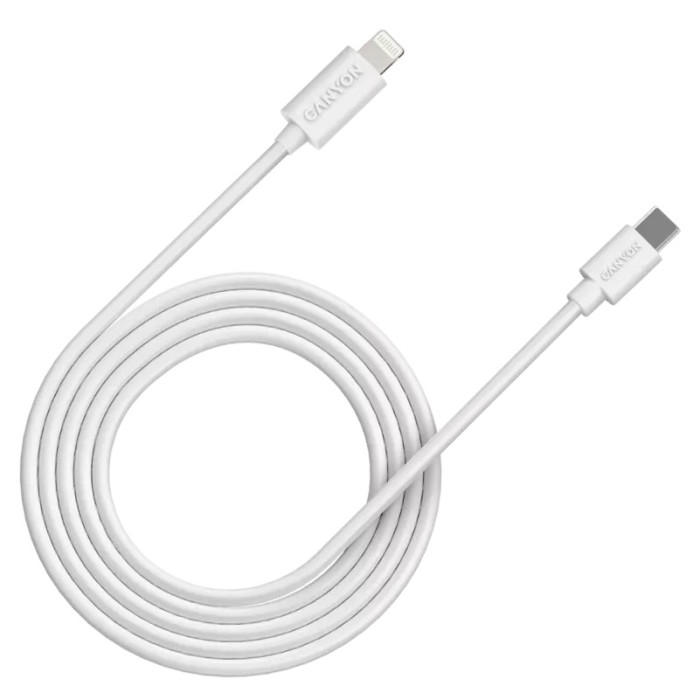 Кабель Canyon CFI12B white (Lightning - USB-C ) 2м 20Вт