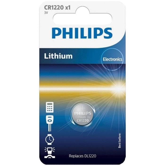 Батарейка літієва блістер, 1 шт Philips CR1220