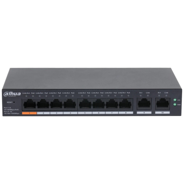 Комутатор 10 портів керований Dahua DH-CS4010-8ET-60 PoE