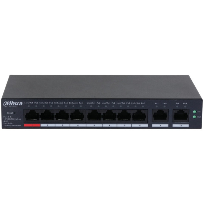 Комутатор 8 портів керований Dahua DH-CS4010-8GT-110 PoE