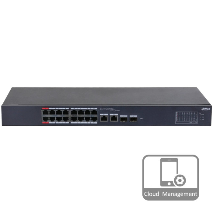 Комутатор 18 портів керований Dahua DH-CS4218-16ET-135 PoE