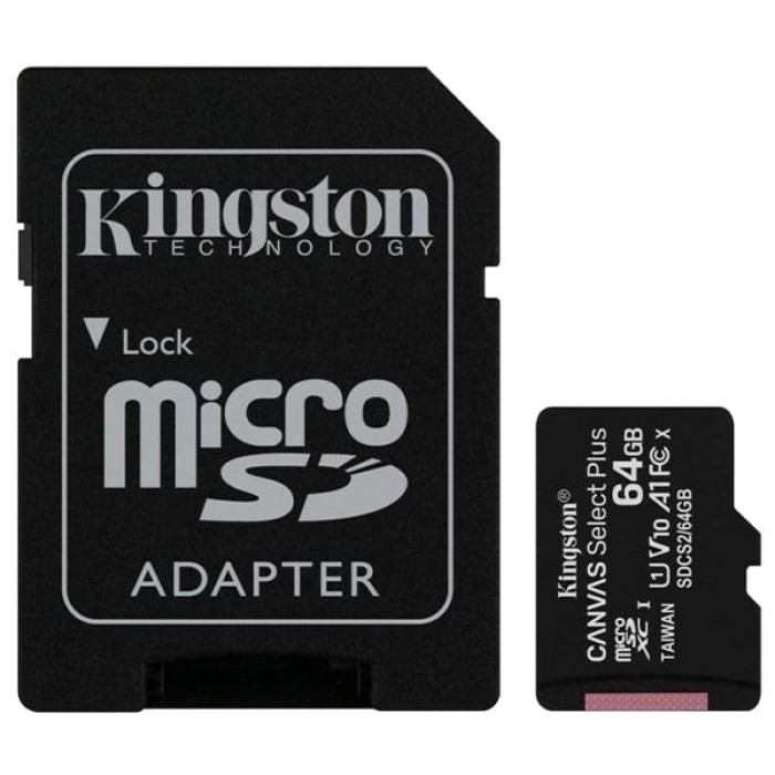 Карта пам'яті Kingston 64GB microSDXC Canvas Select Plus 100R A1 C10 Card + AD