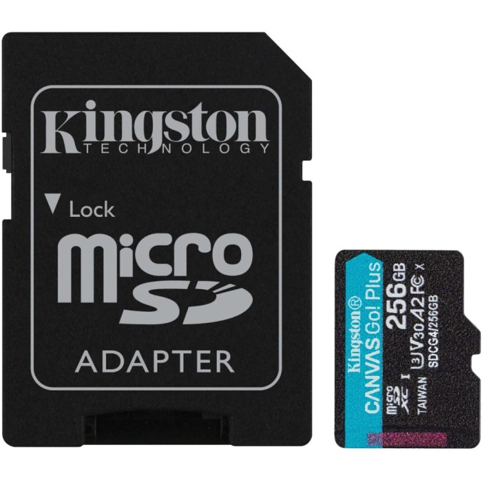 Модуль флеш-пам'яті Kingston 256GB microSDXC Canvas Go Plus Gen4 A2 U3 V30 Card + Ad