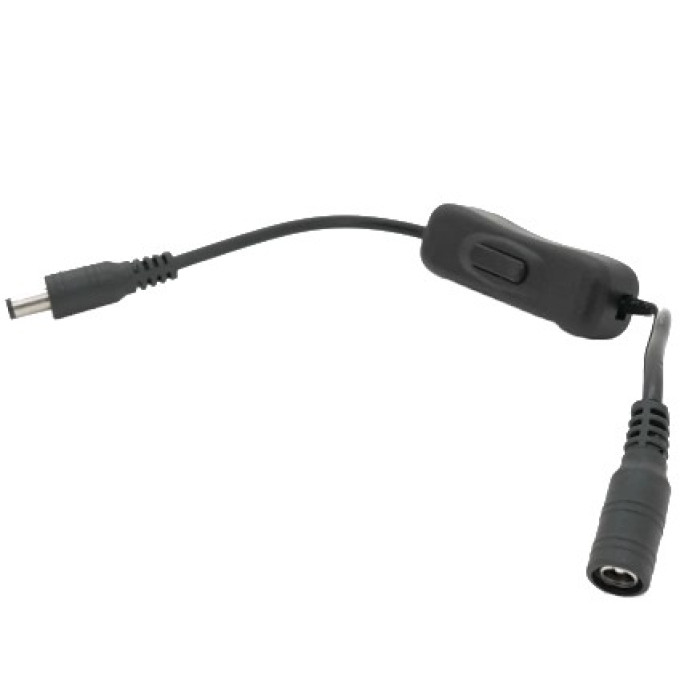 Подовжувач живлення з вимикачем DC-F => DC-M (D 5,5x2,5мм) Black