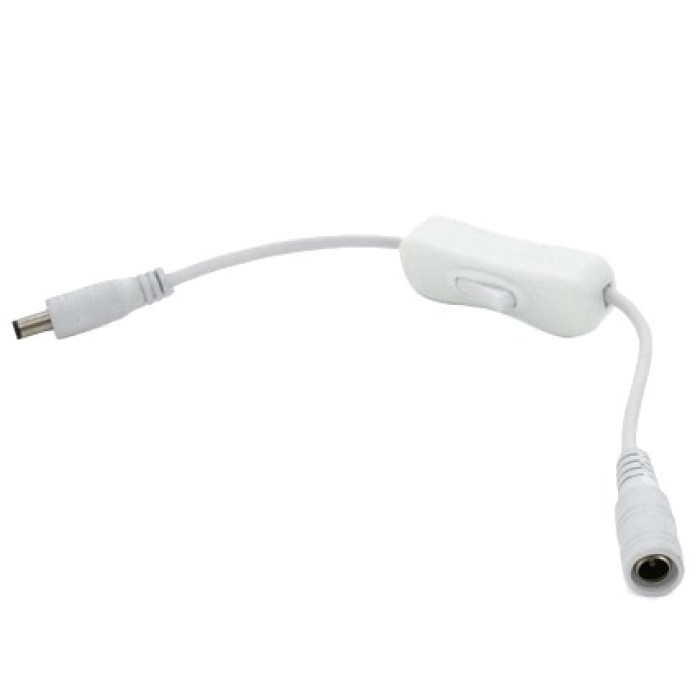Подовжувач живлення з вимикачем DC-F => DC-M (D 5,5x2,5мм) White