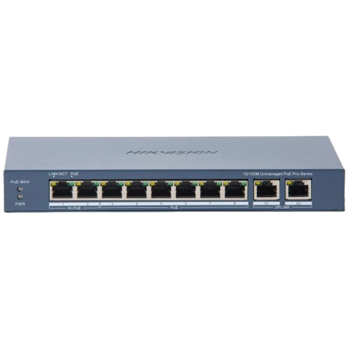 Комутатор 10 портів некерований Hikvision DS-3E0310HP-E(C) POE