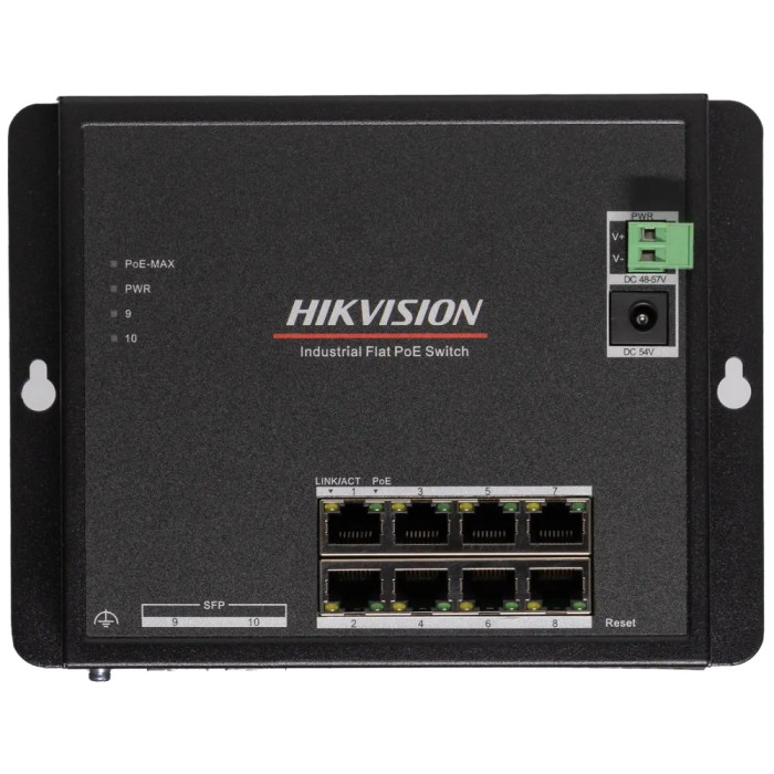 Комутатор 8 портів керований Hikvision DS-3T1510P-SI-FLT/No Power unit (без блока живлення)