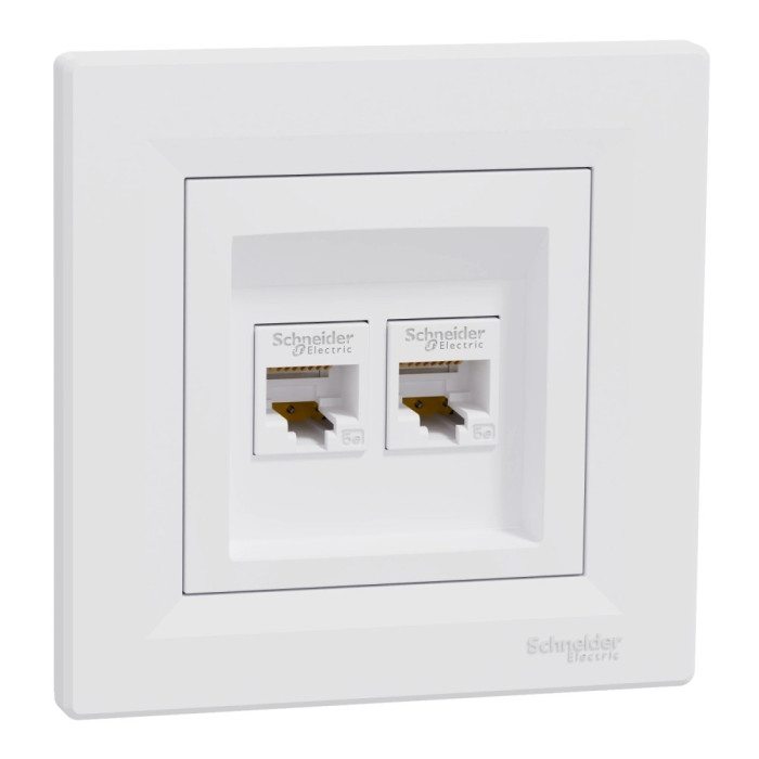 Розетка комп'ютерна подвійна біла Schneider Electric Asfora EPH4400121 RJ45 5e