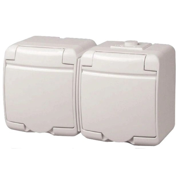Розетка 2-на з з/к Schuko RHE-2s(біла/біла кришка, IP54) ETI Hermetics 4668019