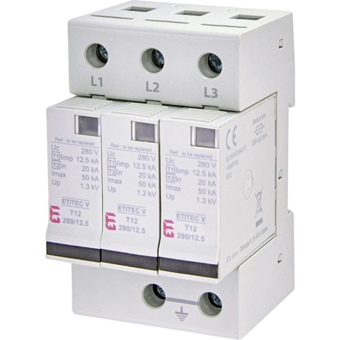 Обмежувач перенапруги ETI TEC V T12 280/12,5 (3+0)