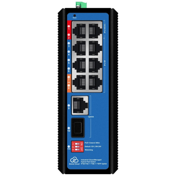 Комутатор 10 портів керований хмарно Ewind EW-EPIS3910SH-8GE AI PoE