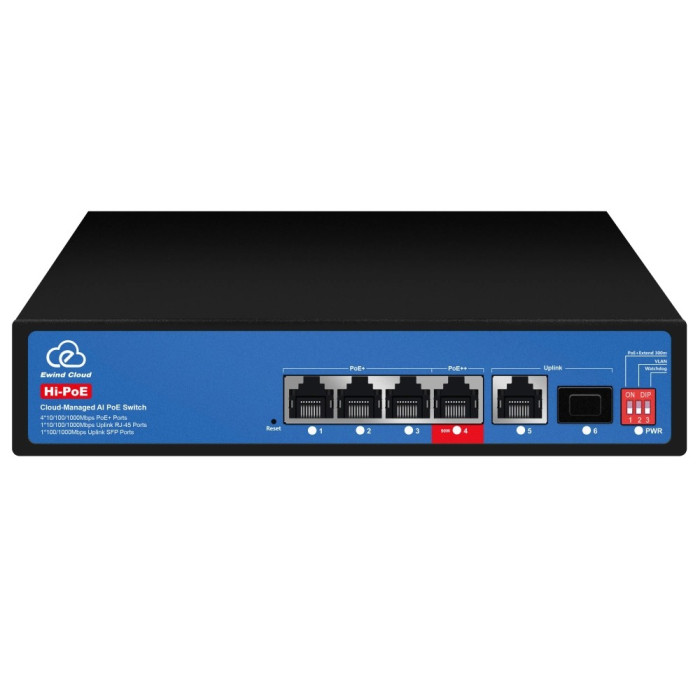 Комутатор 6 портів керований хмарно Ewind EW-ES3006CGSH-AP AI PoE