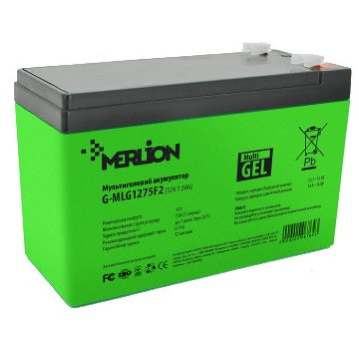 Свинцево-кислотна акумуляторна батарея MERLION G-MLG1275F2 7.5 А•г 12В