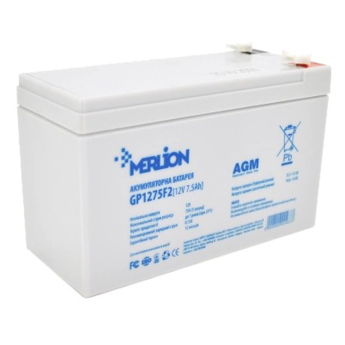 Акумуляторна батарея MERLION AGM GP1275F2 12В 7,5А•г
