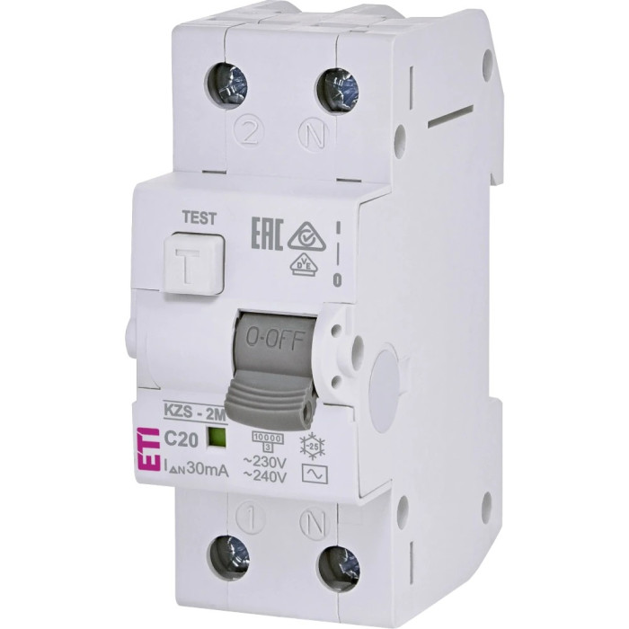 Дифавтомат ETI ЕТІ KZS-2M C 20/0.03 10kA