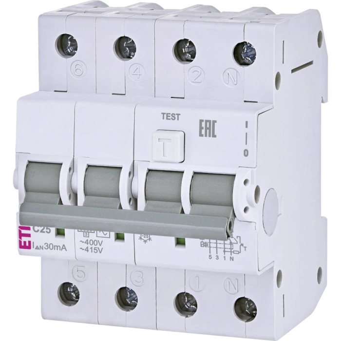 Дифавтомат ETI ЕТІ KZS-4M 3p+N 25/0.03 6kA