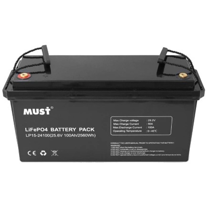 Літієва акумуляторна батарея Must LP15-24100 25.6В 100А•г