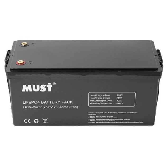 Літієва акумуляторна батарея Must LP15-24200 25.6В 200А•г