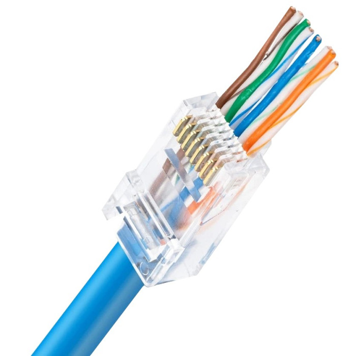 Конектор UTP RJ45 кат. 5e зі наскрізними отворами 100 шт