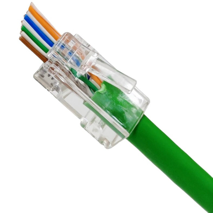 Конектор UTP RJ45 кат. 6 зі наскрізними отворами 100 шт
