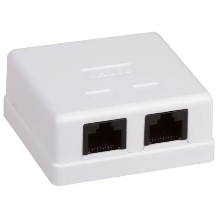 Розетка 2-портовая RJ45 UTP, біла, 5E Hypernet MB-UTP2