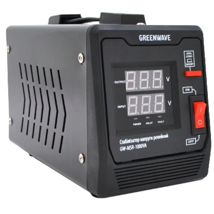 Стабілізатор напруги релейний 1xShuko, DC140-260V, AC220±8%, BOX Green Wave Mauser 1000VA (700Вт)