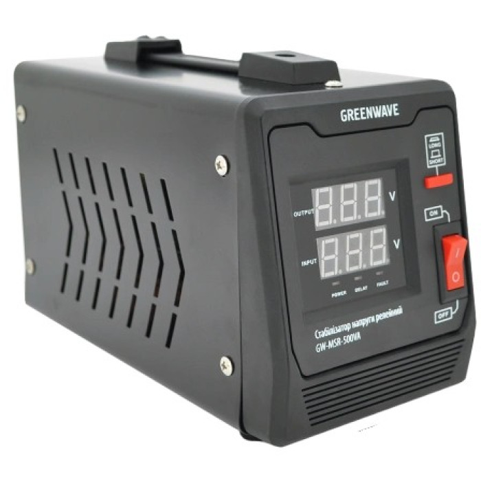 Стабілізатор напруги релейний 1xShuko, DC140-260V, AC220, BOX, Q Green Wave Mauser 500VA (350Вт)