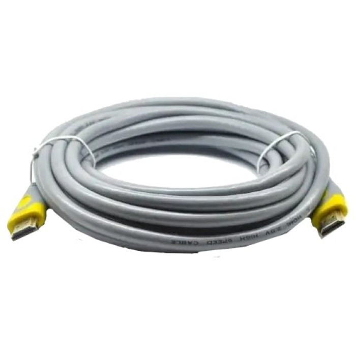 Кабель HDMI-HDMI, круглий Grey, конектор Grey/Yellow Merlion V-Link High Speed 20m, v2,0, OD-8.2mm
